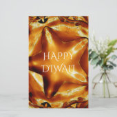 Happy Diwali Greeting Gold Copper Shiny Star Briefpapier (Staand voorkant)