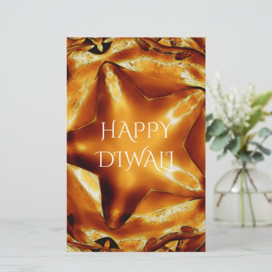 Happy Diwali Greeting Gold Copper Shiny Star Briefpapier (Staand voorkant)
