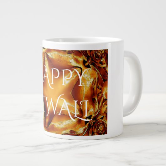 Happy Diwali Greeting Gold Copper Shiny Star Grote Koffiekop (Voorkant rechts)