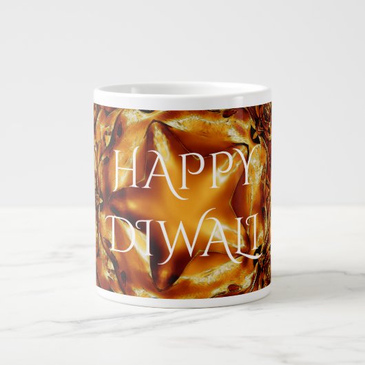 Happy Diwali Greeting Gold Copper Shiny Star Grote Koffiekop (Voorkant)