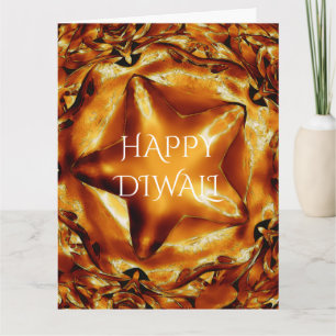 Happy Diwali Greeting Gold Copper Shiny Star Kaart