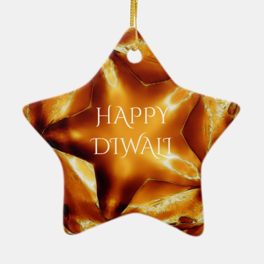 Happy Diwali Greeting Gold Copper Shiny Star Keramisch Ornament (Achterkant)