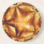 Happy Diwali Greeting Gold Copper Shiny Star Zandsteen Onderzetter (Voorkant)