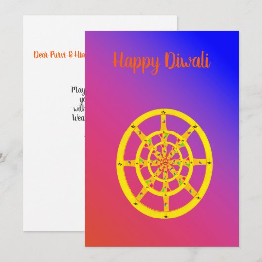 Happy Diwali Groet Diya Chakra Vakantie Kaart (Voorkant / Achterkant)