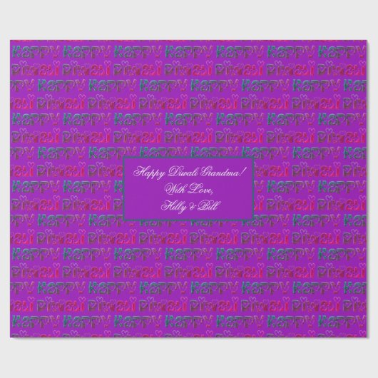 Happy Diwali Groet Schattigee harten Roze Paarse t Cadeaupapier (Vlak)