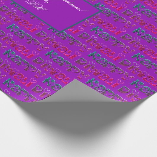 Happy Diwali Groet Schattigee harten Roze Paarse t Cadeaupapier (Hoek)