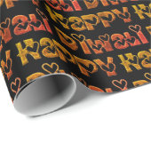 Happy Diwali Groet Schattigee harten Tekst Bruin R Cadeaupapier (Rol Hoek)