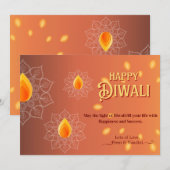 Happy Diwali Groetlampen Lampjes Sinaasappel Goud Feestdagenkaart (Voorkant / Achterkant)