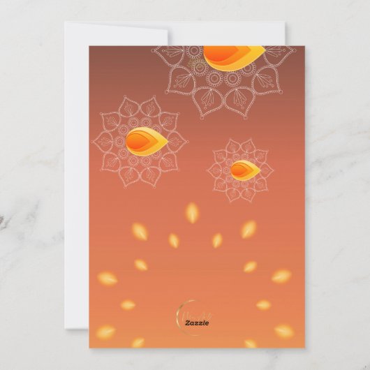 Happy Diwali Groetlampen Lampjes Sinaasappel Goud Feestdagenkaart (Achterkant)