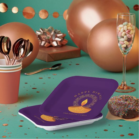 Happy Diwali Hindu Festival of Lights Viering Papieren Bordje (Multi)