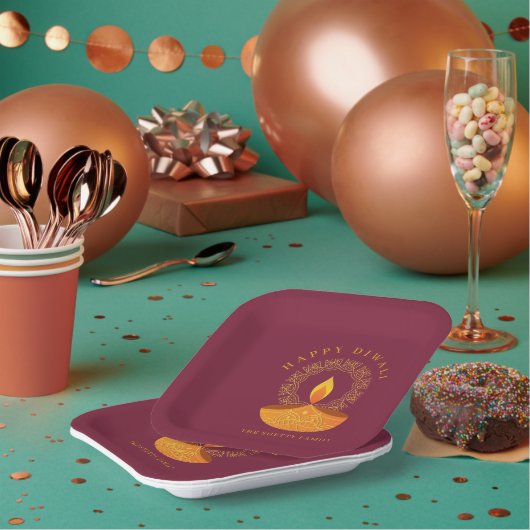 Happy Diwali Hindu Festival of Lights Viering Papieren Bordje (Multi)