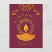 Happy Diwali Hindu Festival van het Licht Feestdagenkaart (Voorkant)