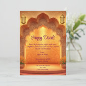 Happy Diwali Holiday Gold Lamps Light Kaart (Staand voorkant)