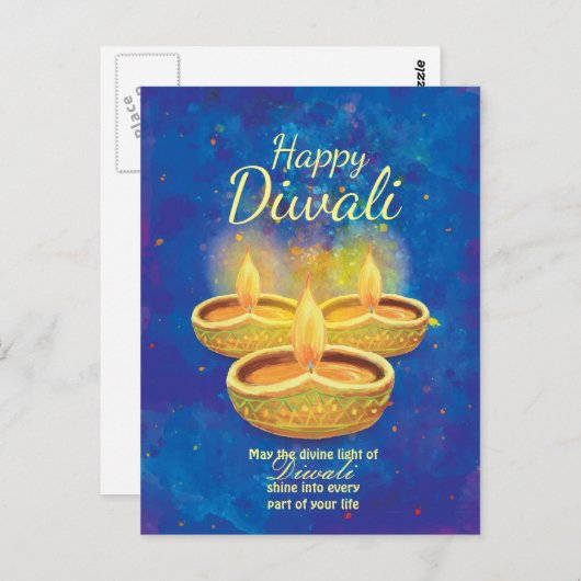 Happy Diwali illuminating candles greeting Briefkaart (Voorkant / Achterkant)
