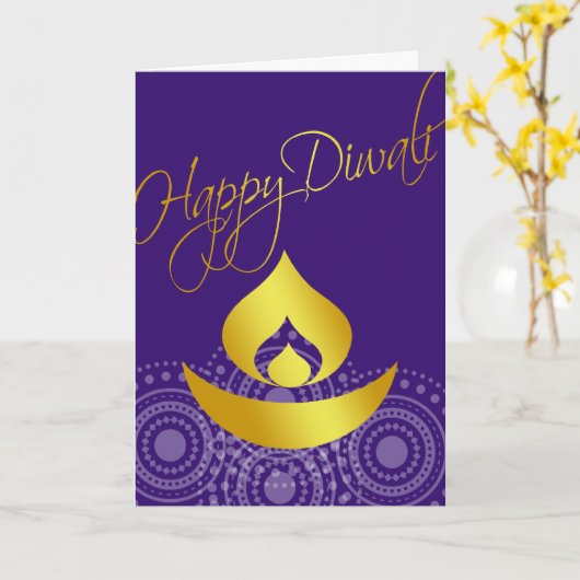 Happy Diwali Kaart (Gele Bloem)