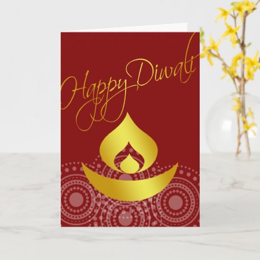 Happy Diwali Kaart (Gele Bloem)