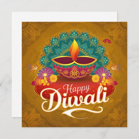 Happy Diwali Kleurrijk Diya Festival van Licht Feestdagenkaart (Voorkant / Achterkant)