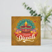 Happy Diwali Kleurrijk Diya Festival van Licht Feestdagenkaart (Staand voorkant)