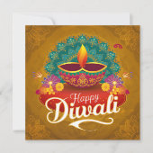 Happy Diwali Kleurrijk Diya Festival van Licht Feestdagenkaart (Voorkant)