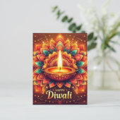 Happy Diwali Kleurrijke Mandala Festival van het L Feestdagenkaart (Staand voorkant)