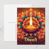 Happy Diwali Kleurrijke Mandala Festival van het L Feestdagenkaart (Voorkant / Achterkant)