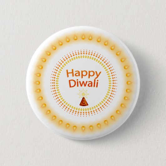 Happy Diwali-knop Ronde Button 5,7 Cm (Voorkant)