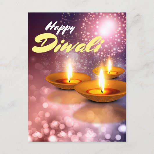 Happy Diwali Lamps die de vuurwerkachtergrond van  Briefkaart (Voorkant)