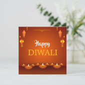 Happy Diwali Lantaarns en diyas Groet Feestdagenkaart (Staand voorkant)
