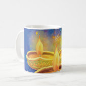 Happy Diwali lichtende kaarsen met de hand geschil Koffiemok (Voorkant links)