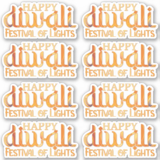 Happy Diwali lichtfestival Sinaasappel Deepavali Sticker (Voorkant)