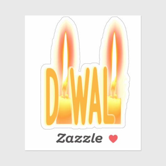 Happy Diwali Lights Candles Typography Candlelight Sticker (Vel)