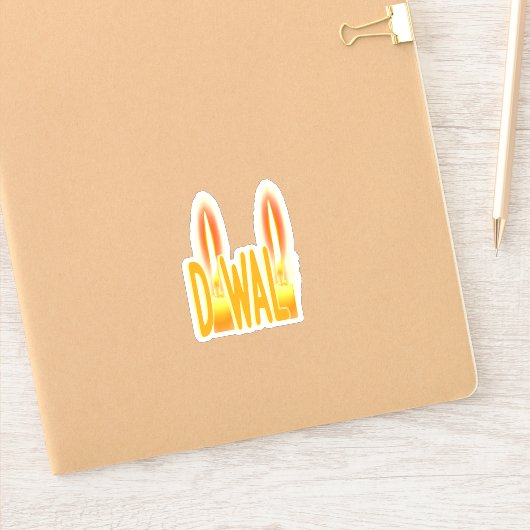 Happy Diwali Lights Candles Typography Candlelight Sticker (Notitieboek)