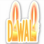 Happy Diwali Lights Candles Typography Candlelight Sticker (Voorkant)