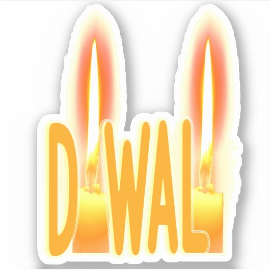 Happy Diwali Lights Candles Typography Candlelight Sticker (Voorkant)