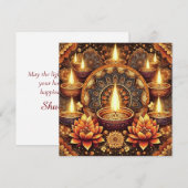 Happy Diwali Mandala Diya Lotus Festival van het L Feestdagenkaart (Voorkant / Achterkant)