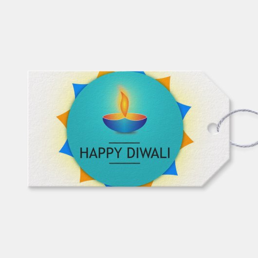 Happy Diwali met Diya Cadeaulabel (Voorkant (Horizontaal))