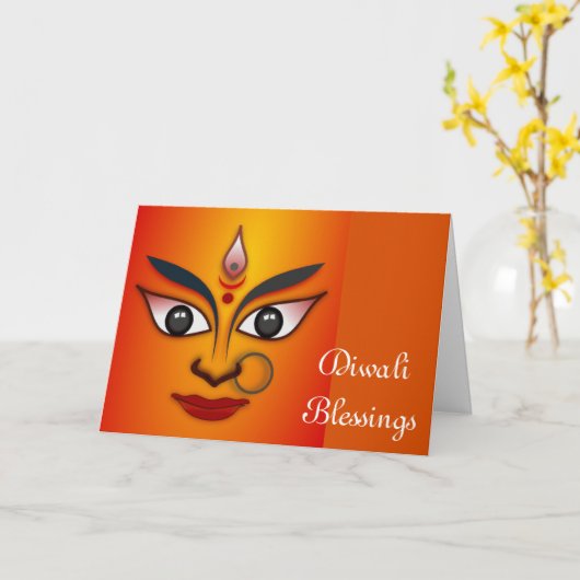 Happy Diwali met Durga Kaart (Gele Bloem)