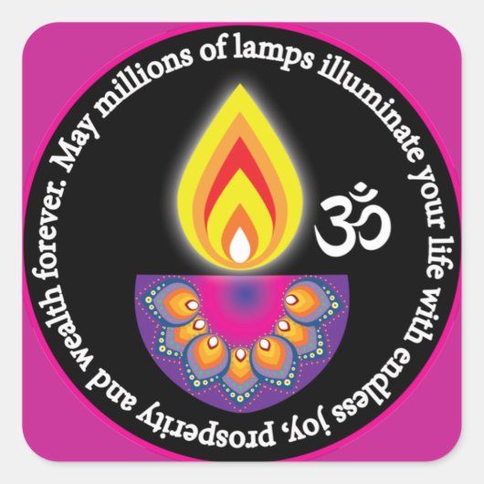 Happy Diwali met Hindu wish Vierkante Sticker (Voorkant)