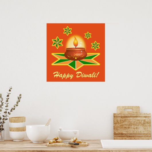 Happy Diwali met Lantern Poster (Keuken)