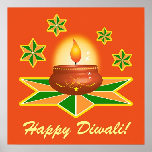Happy Diwali met Lantern Poster (Voorkant)