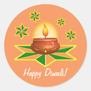 Happy Diwali met Lantern Ronde Sticker