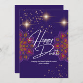 Happy Diwali met licht en Violet achtergrond Feestdagenkaart (Voorkant / Achterkant)