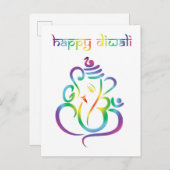 🕉 ☸  😍 Happy Diwali met Lord Ganesh Briefkaart (Voorkant / Achterkant)