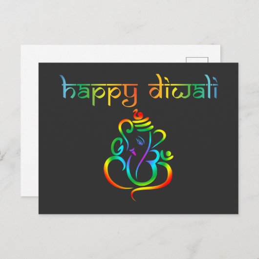 🤩 Happy Diwali met Lord Ganesh Briefkaart (Voorkant / Achterkant)