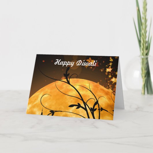 Happy Diwali met maanlicht aangepaste tekst Kaart (Voorkant)