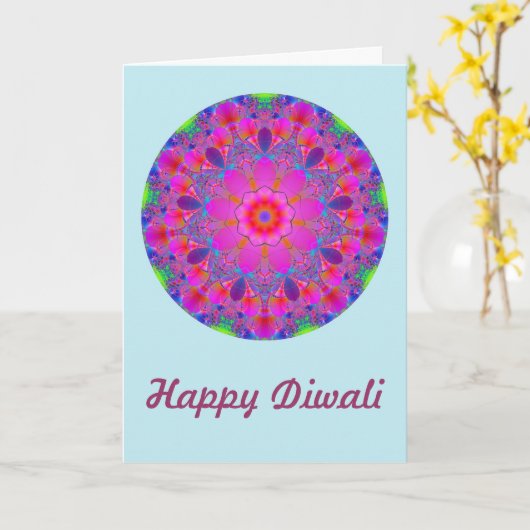 Happy Diwali met mantra aangepaste tekst Kaart (Gele Bloem)