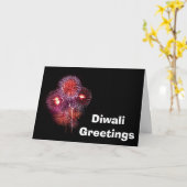 Happy Diwali met vuurwerk aangepaste tekst Kaart (Gele Bloem)
