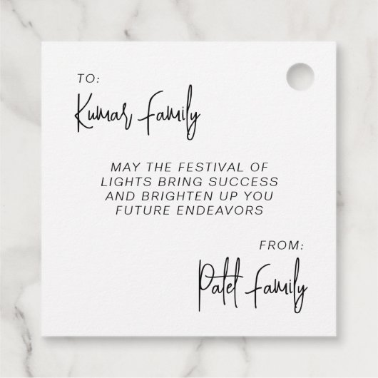 Happy Diwali Minimalistisch Vierkant Label (Achterkant)