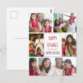 Happy Diwali Modern Photo Collage Red Holiday Briefkaart (Voorkant / Achterkant)