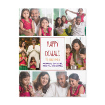 Happy Diwali Modern Photo Collage Red Holiday